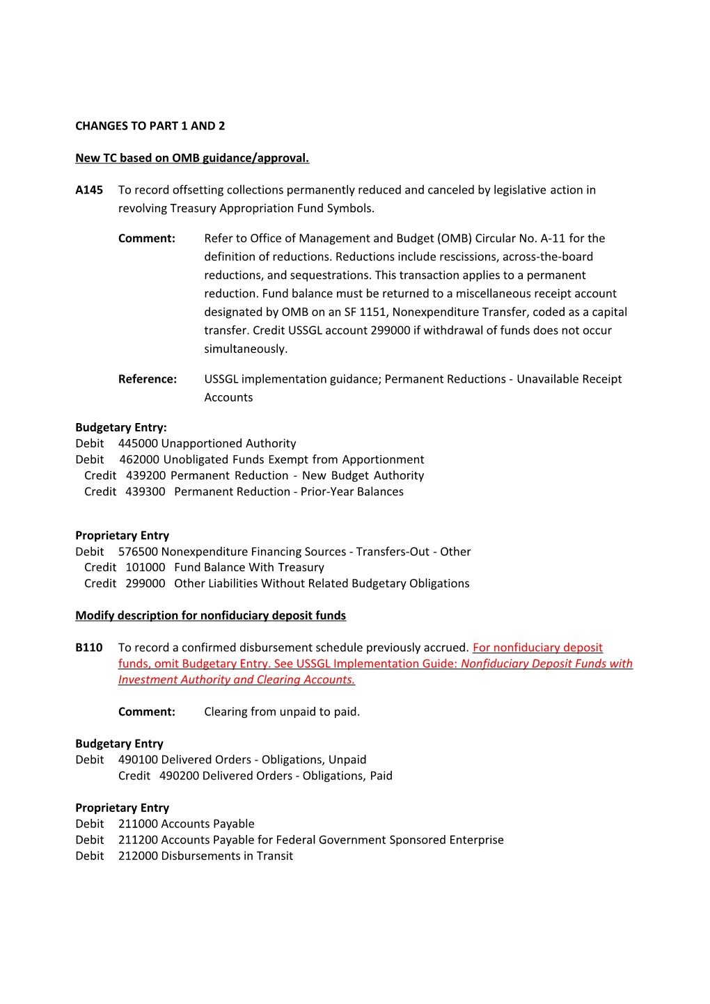 New TC Based on OMB Guidance/Approval