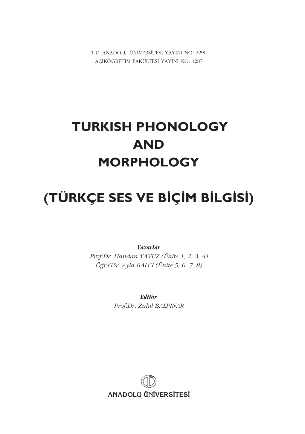 Turkish Phonology and Morphology