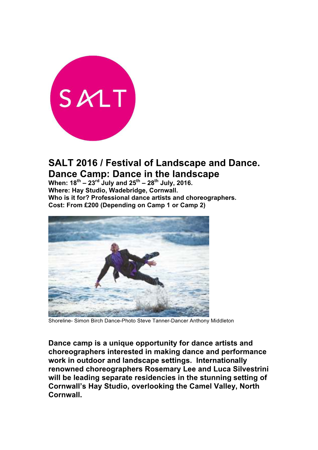 SALT 2016 / Festival of Landscape and Dance