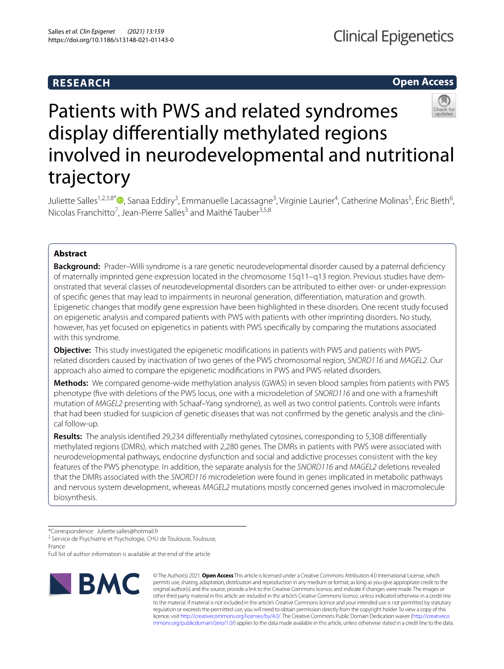 Patients with PWS and Related Syndromes Display Differentially