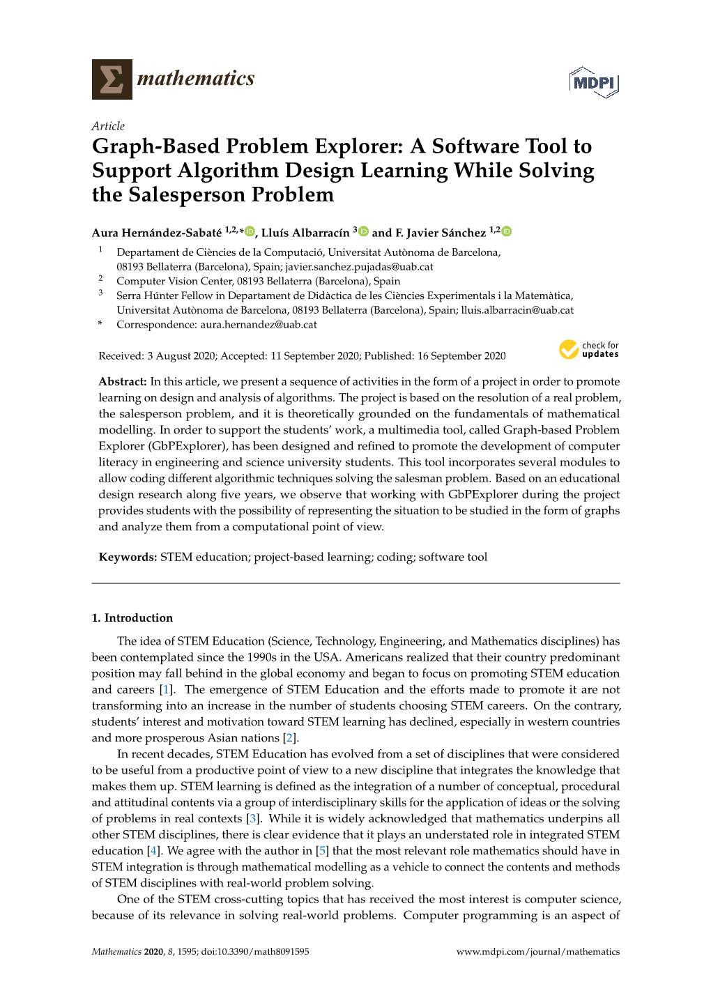 Graph-Based Problem Explorer: a Software Tool to Support Algorithm Design Learning While Solving the Salesperson Problem