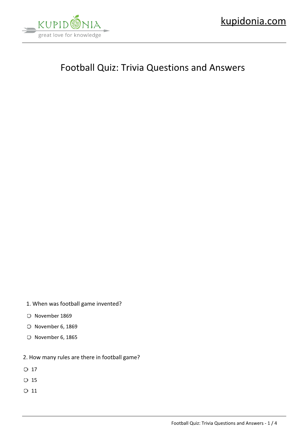 Football Quiz: Questions and Answers
