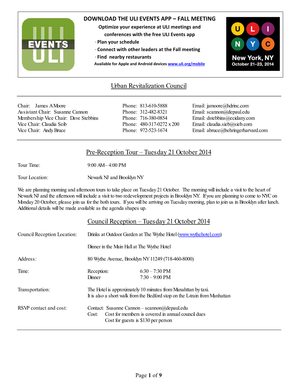 Tuesday 21 October 2014 Council Reception