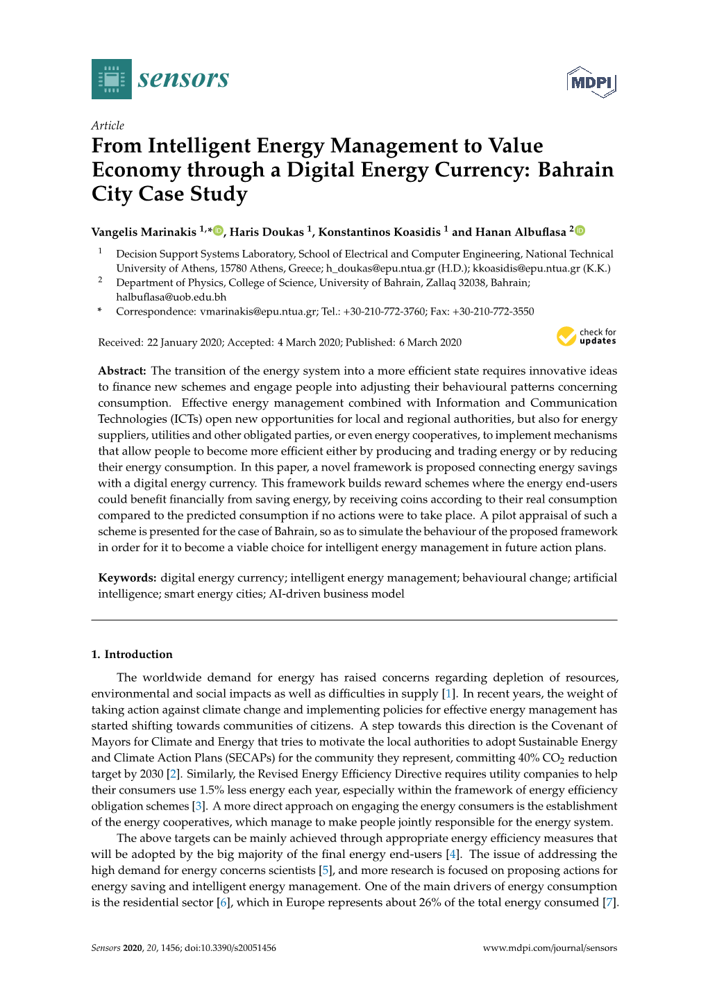 From Intelligent Energy Management to Value Economy Through a Digital Energy Currency: Bahrain City Case Study