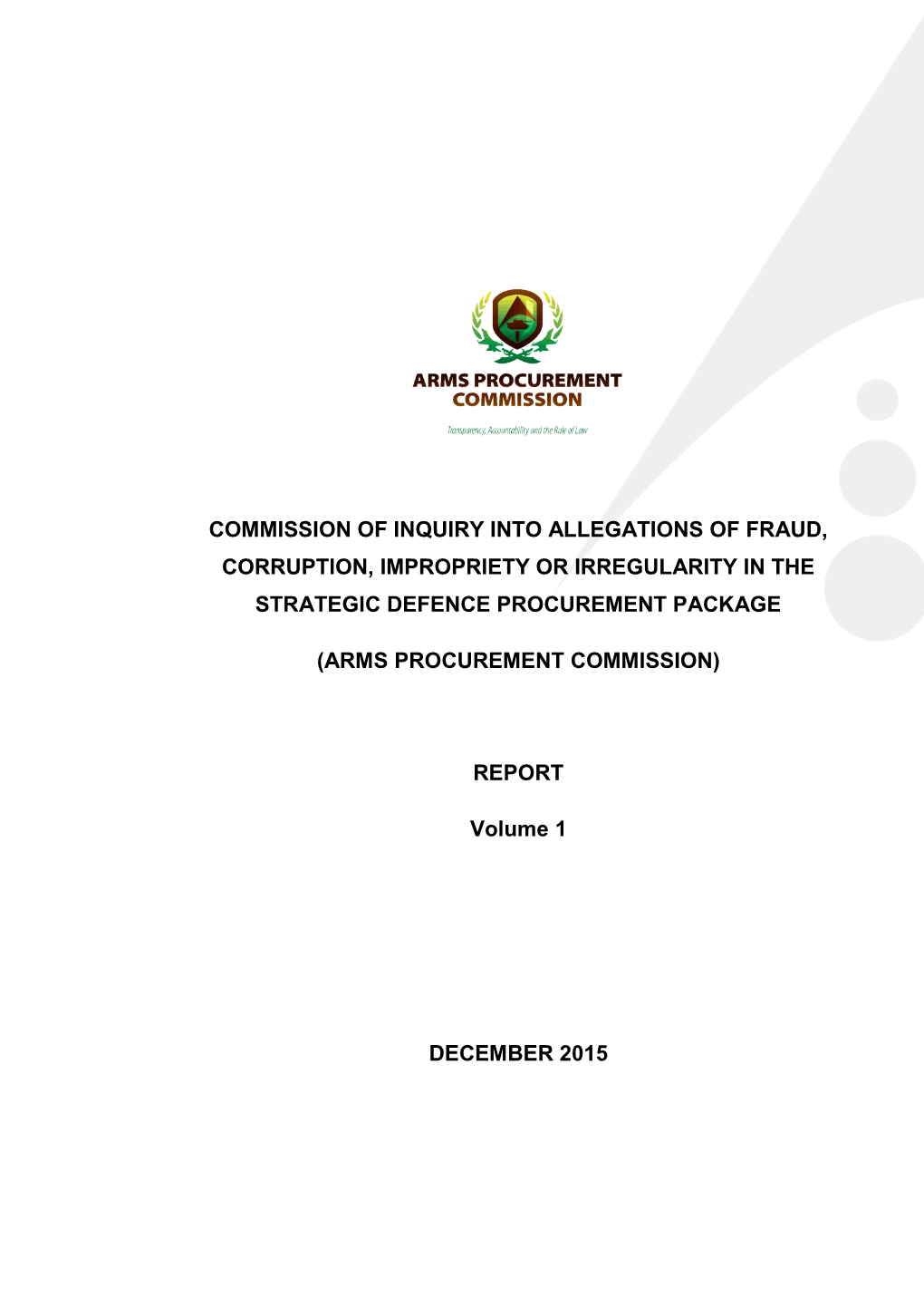 Arms Procurement Commission Report