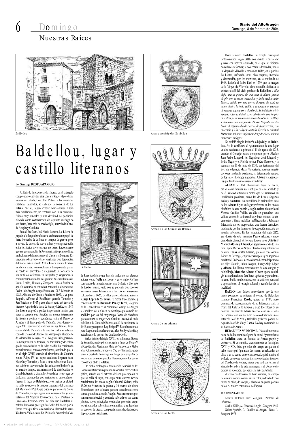 Baldellou, Lugar Y Castillo Literanos