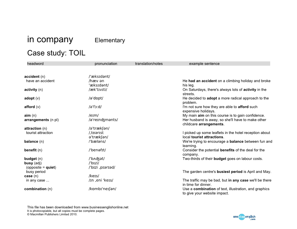 Headword Pronunciation Translation/Notes Example Sentence s2