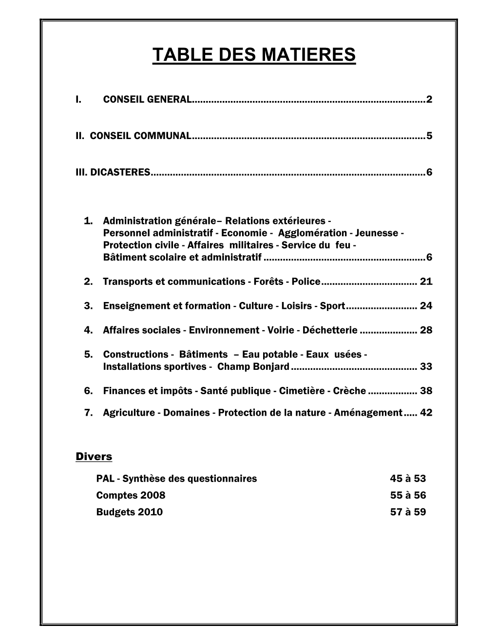 Table Des Matieres