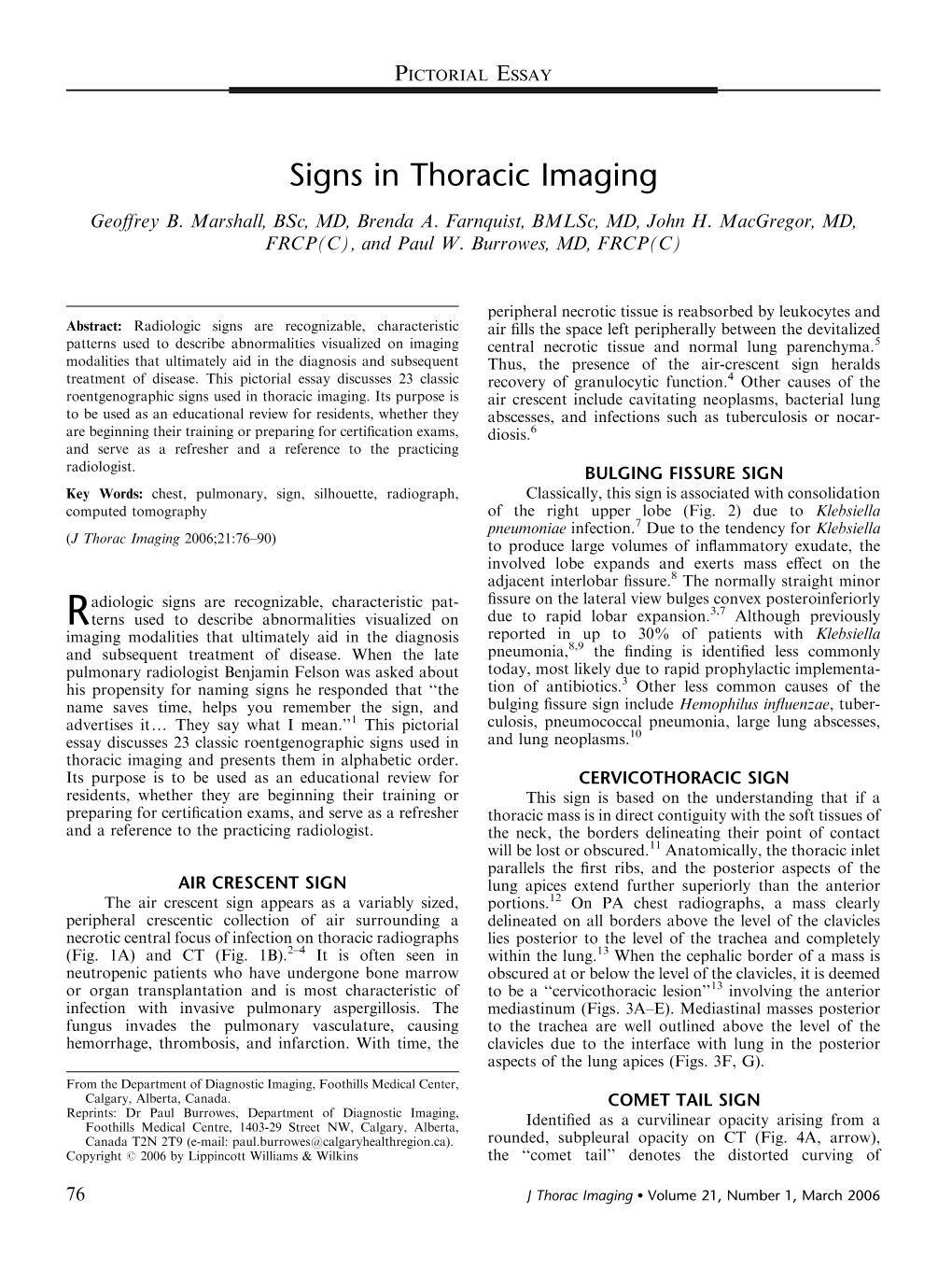 Signs in Thoracic Imaging Geoﬀrey B