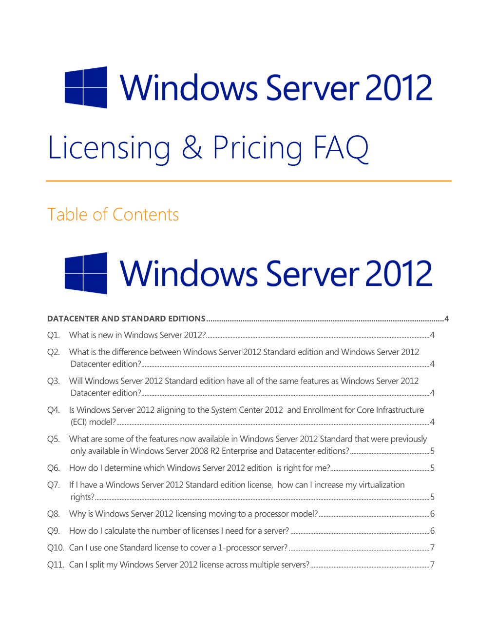 Windows Server 2012 Licensing and Pricing