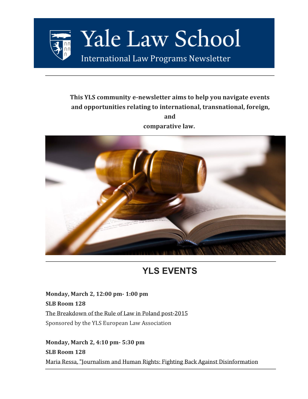 International Law Programs Newsletter YLS