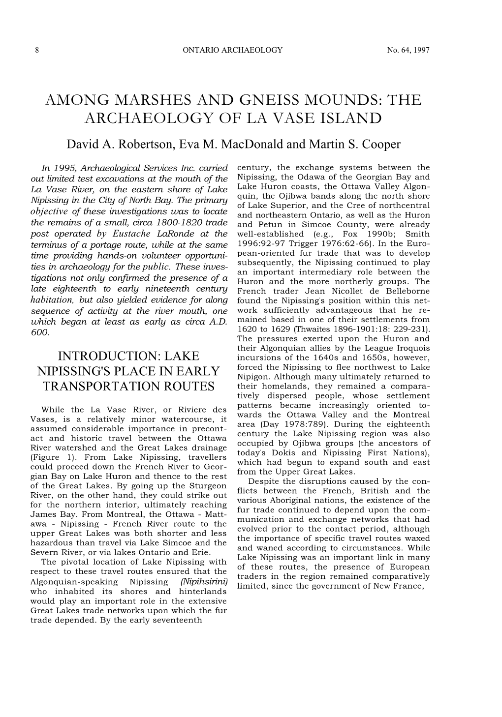 The Archaeology of La Vase Island