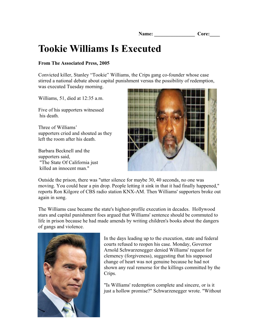 Tookie Williams Is Executed