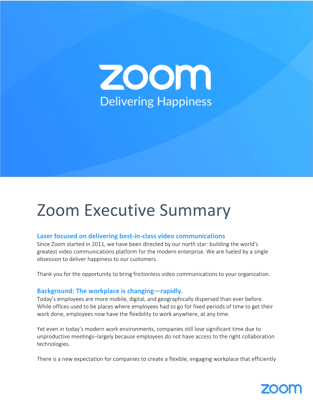 Zoom Executive Summary
