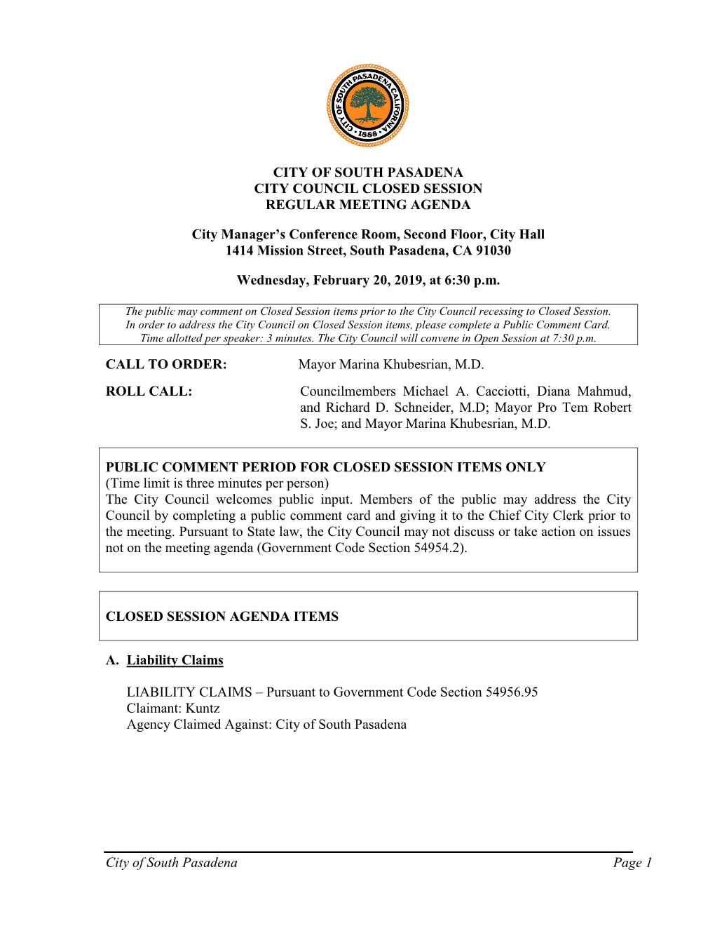 City Council Agenda Report I Itemno.~1