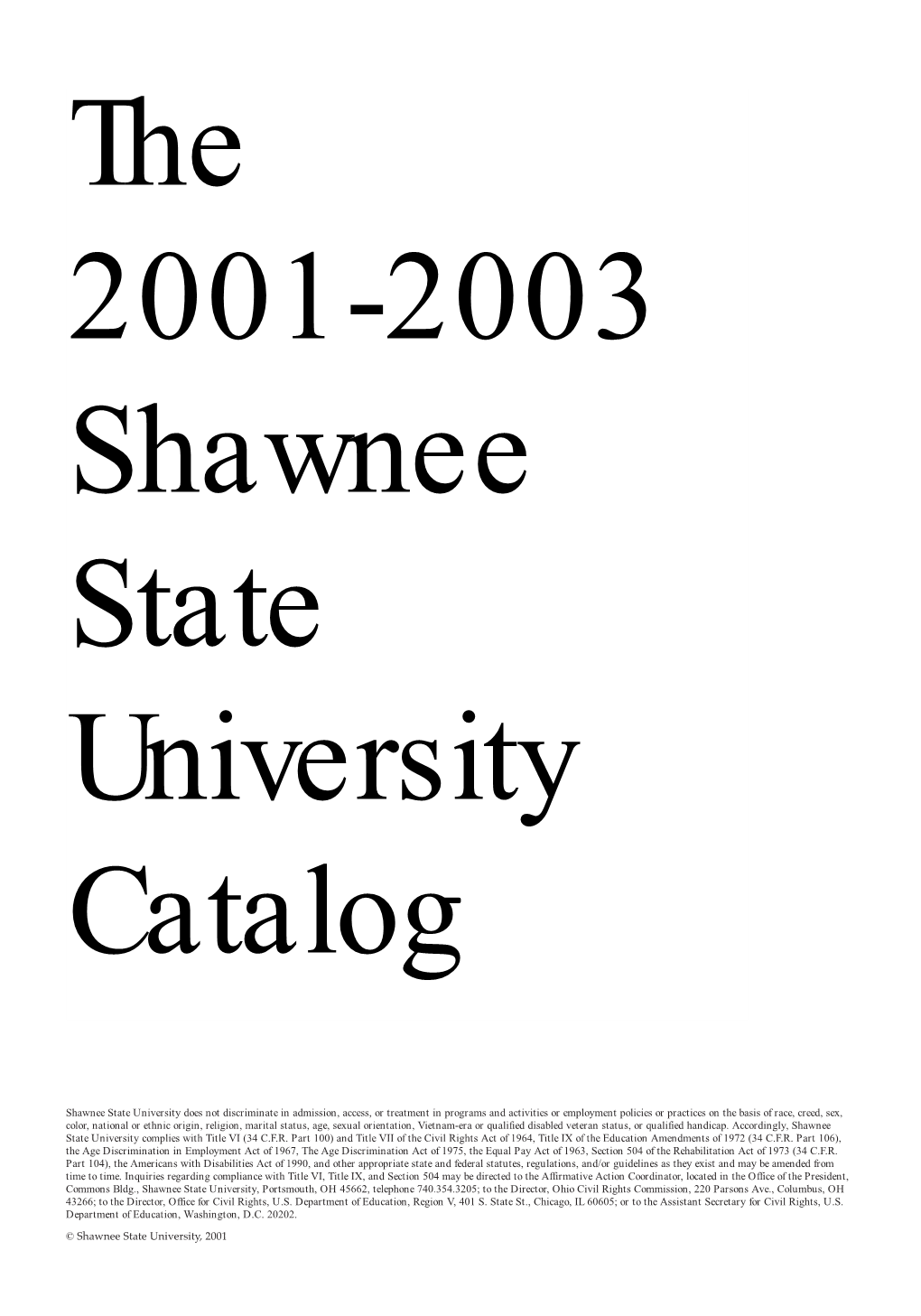 SSU Catalog 2001