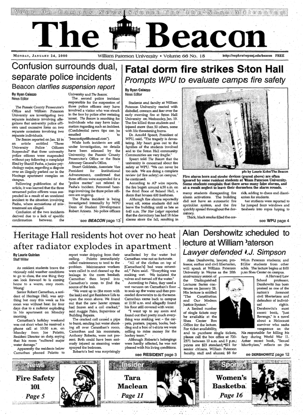 1 Fatal Dorm Fire Strikes Srton Hall