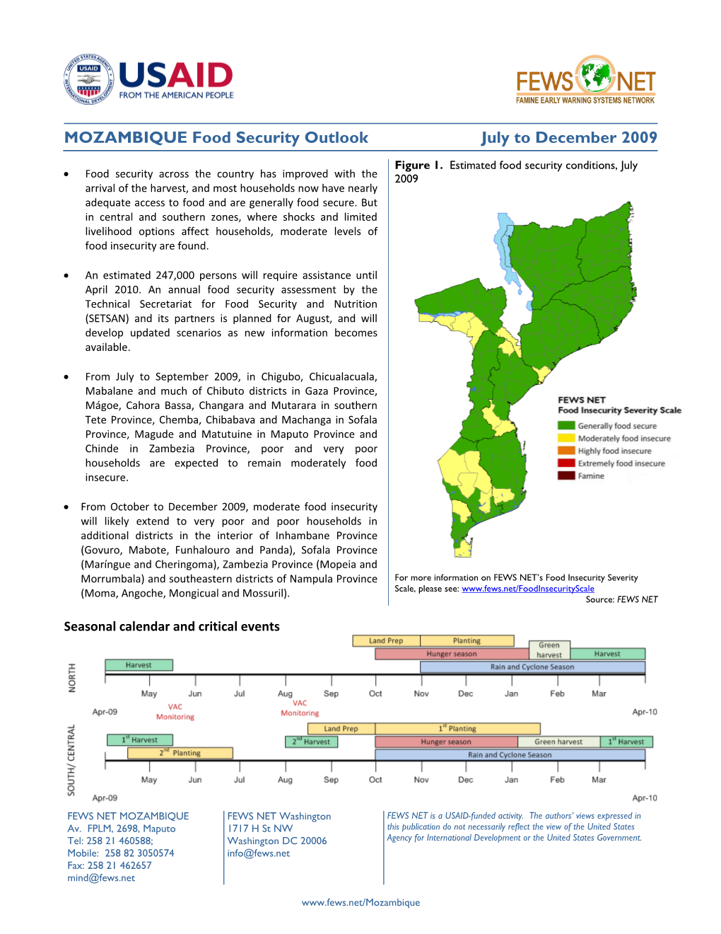 MOZAMBIQUE Food Security Outlook July to December 2009