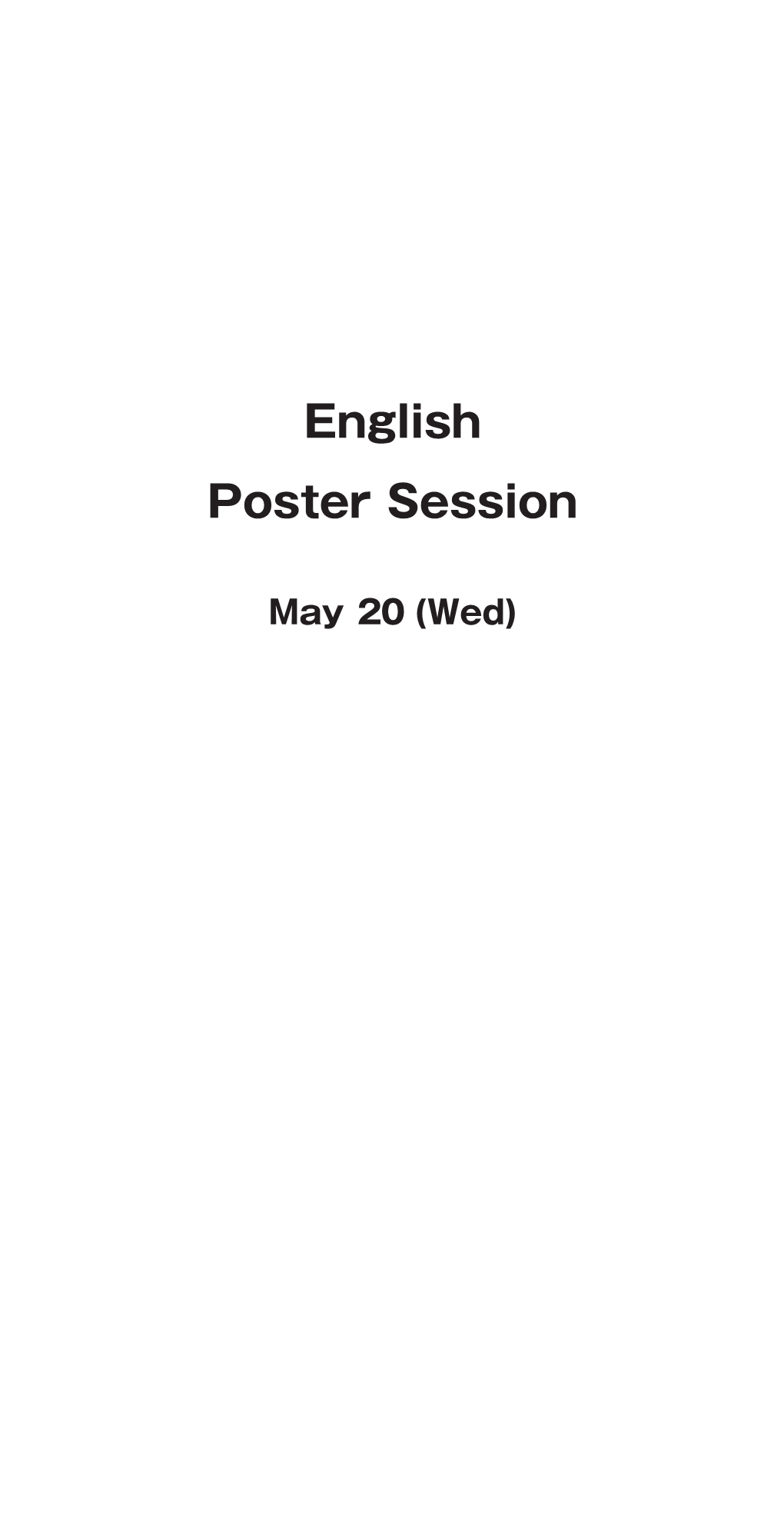 English Poster Session May 20