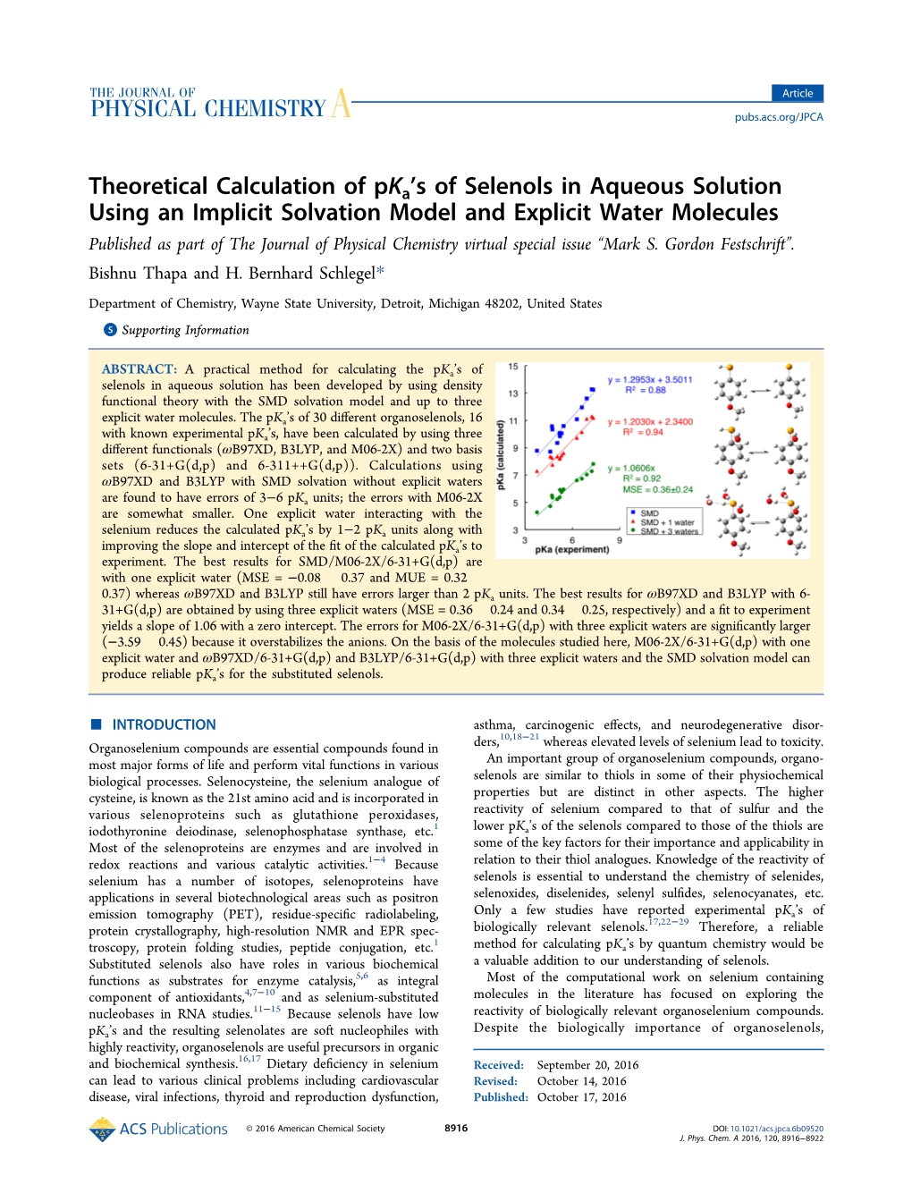 Theoretical Calculation of Pka's of Selenols in Aqueous Solution