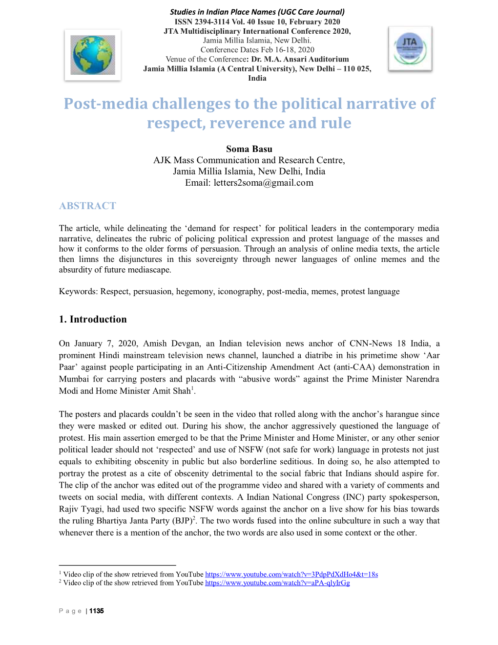 Post-Media Challenges to the Political Narrative of Respect, Reverence and Rule