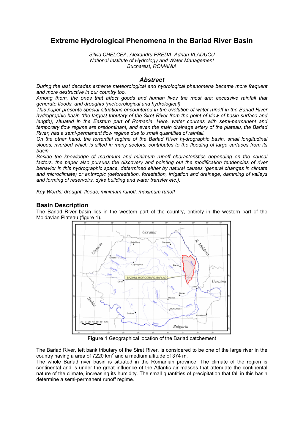 Extreme Hydrological Phenomena in the Barlad River Basin