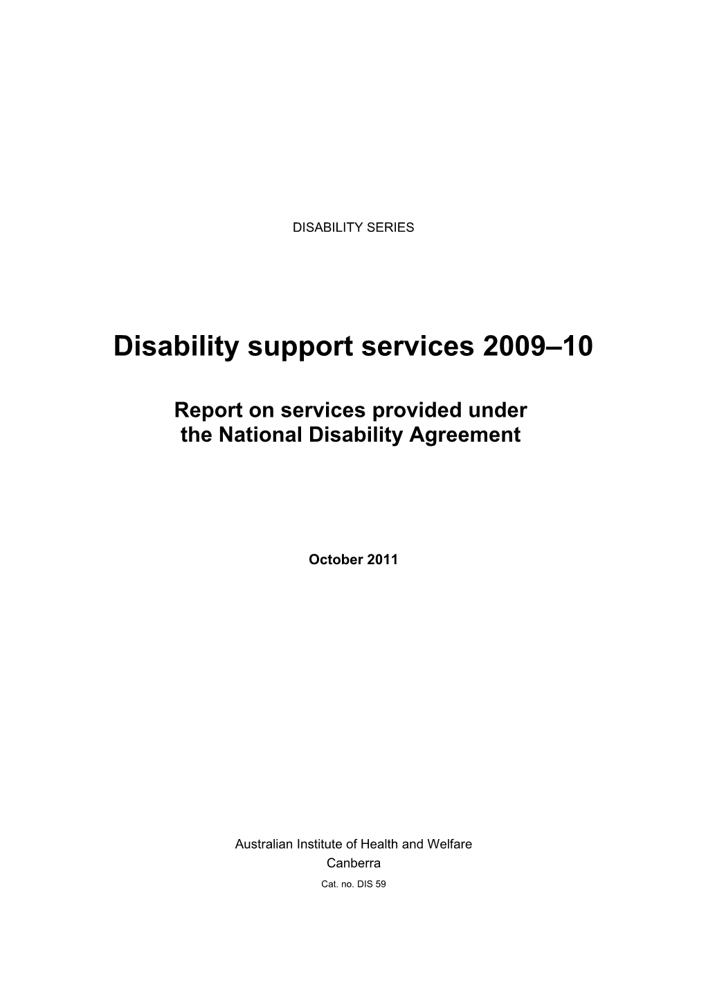 Disability Support Services 2009-10