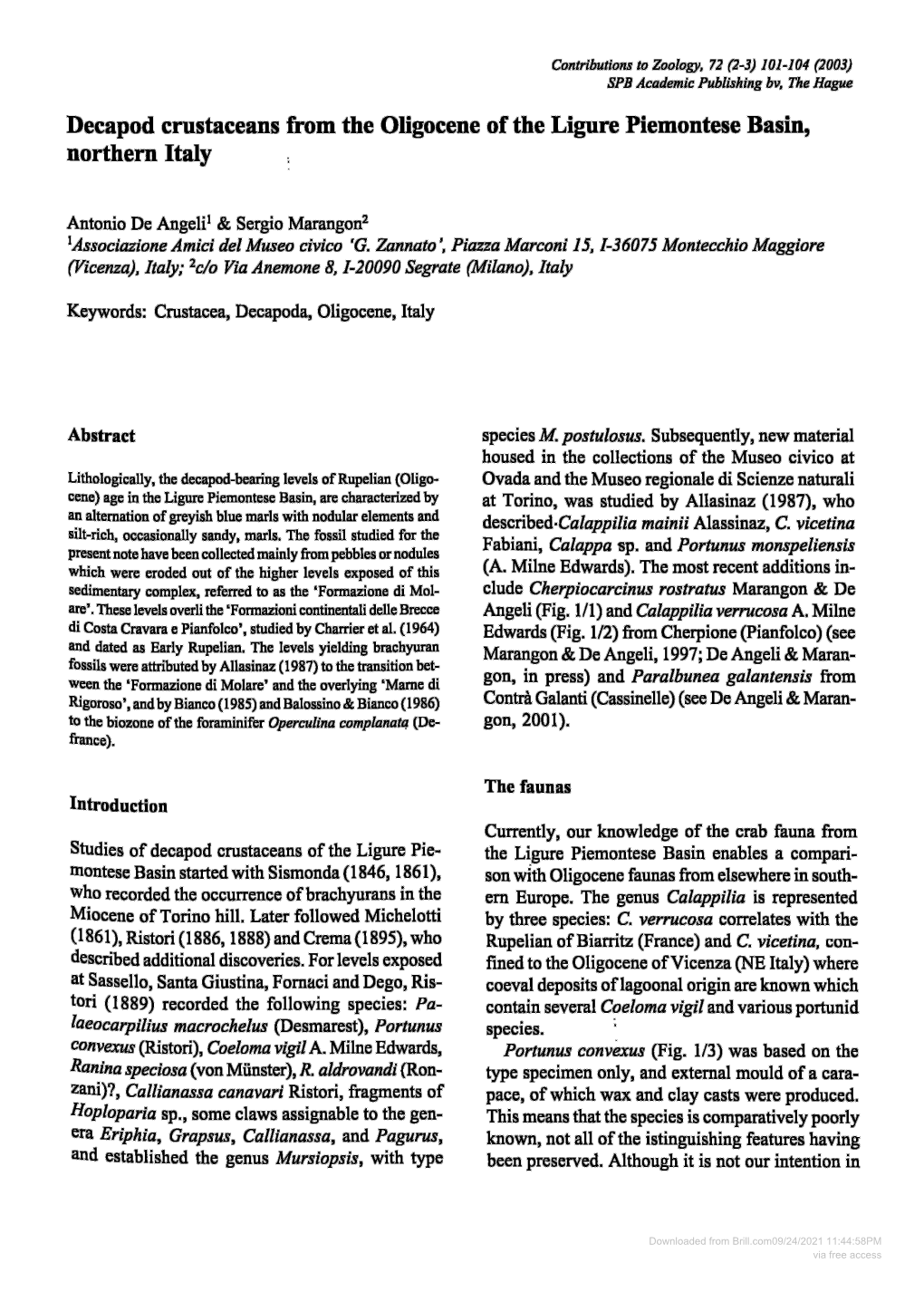 Contributions to Zoology, 72 (2-3) 101-104 (2003)