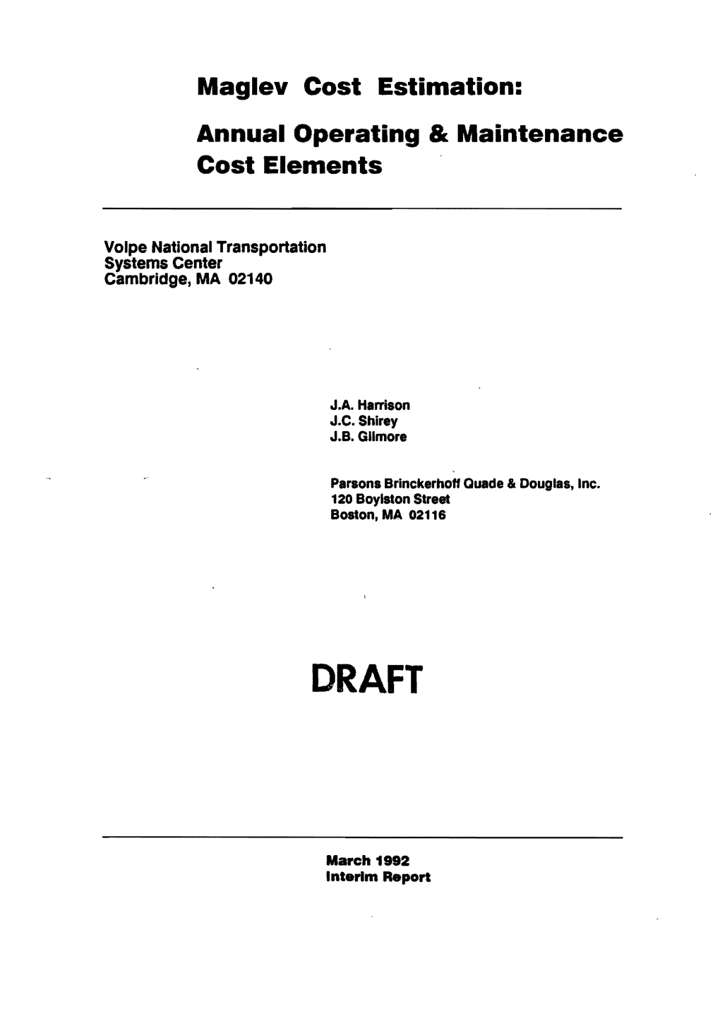 Maglev Cost Estimation: Annual Operating & Maintenance Cost