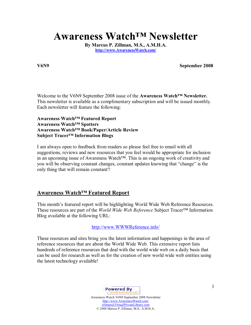 Awareness Watch™ Newsletter by Marcus P