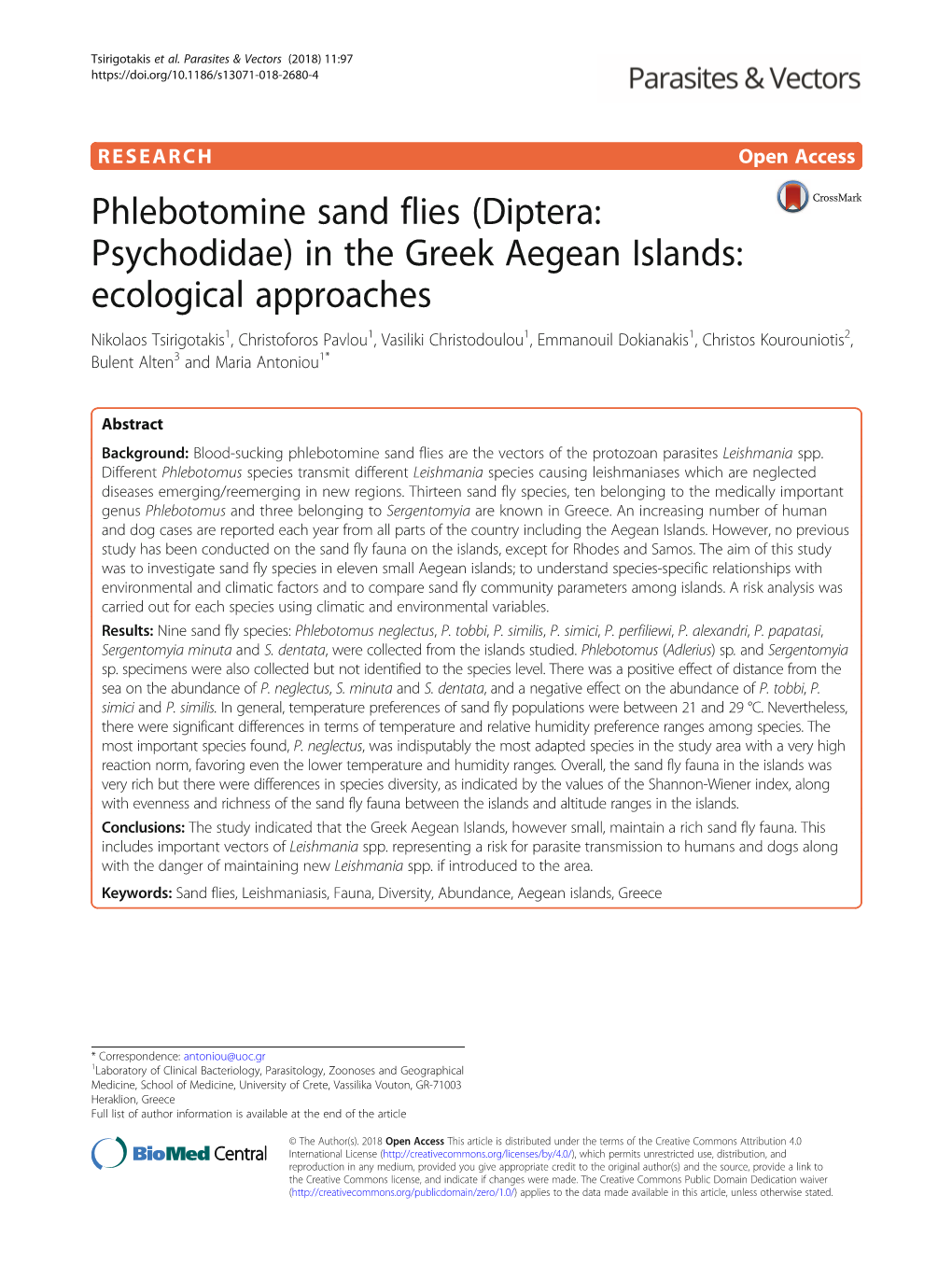 Phlebotomine Sand Flies (Diptera: Psychodidae) in the Greek Aegean Islands: Ecological Approaches