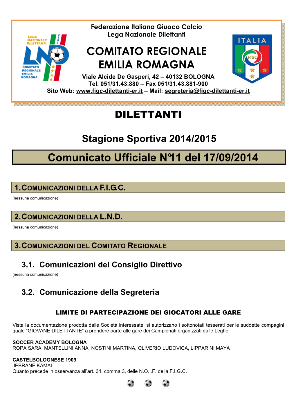 Comitato Regionale Emilia Romagna