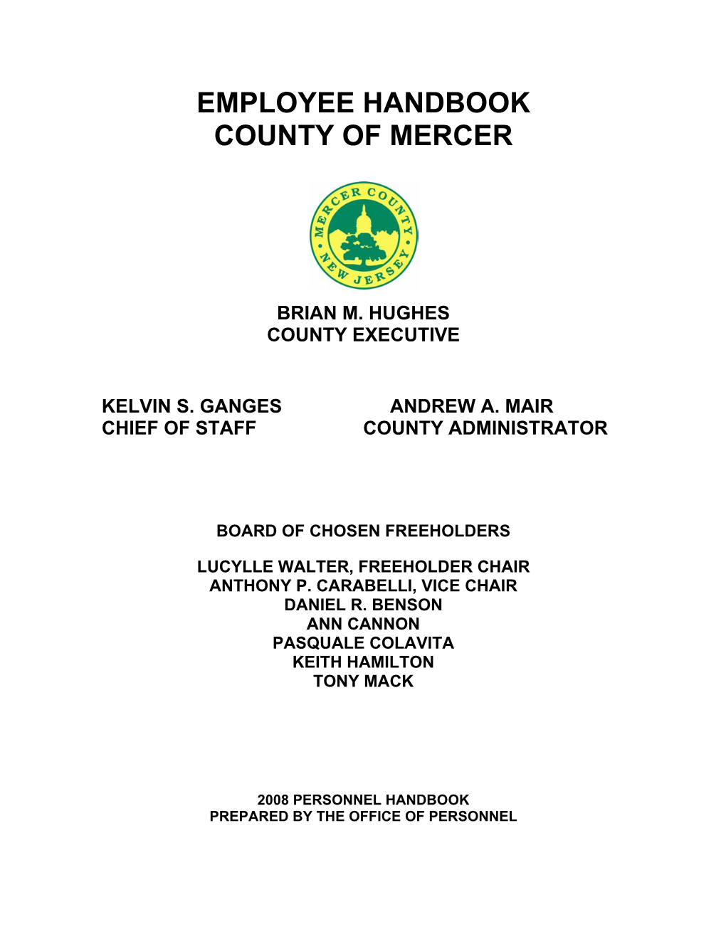 Employee Handbook County of Mercer