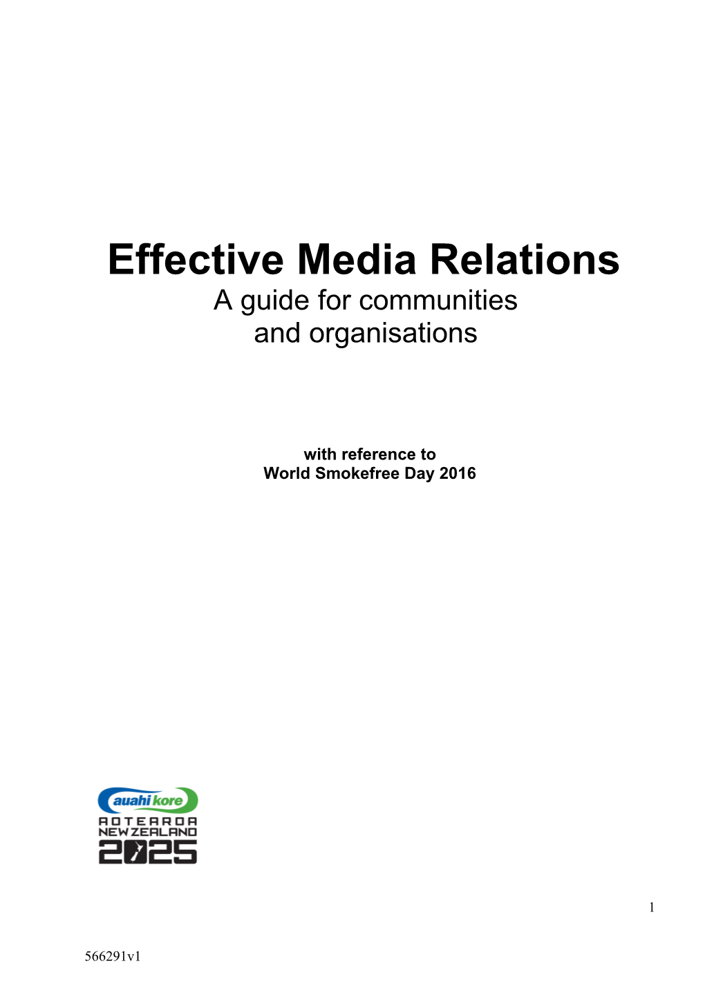 Effective Media Relations