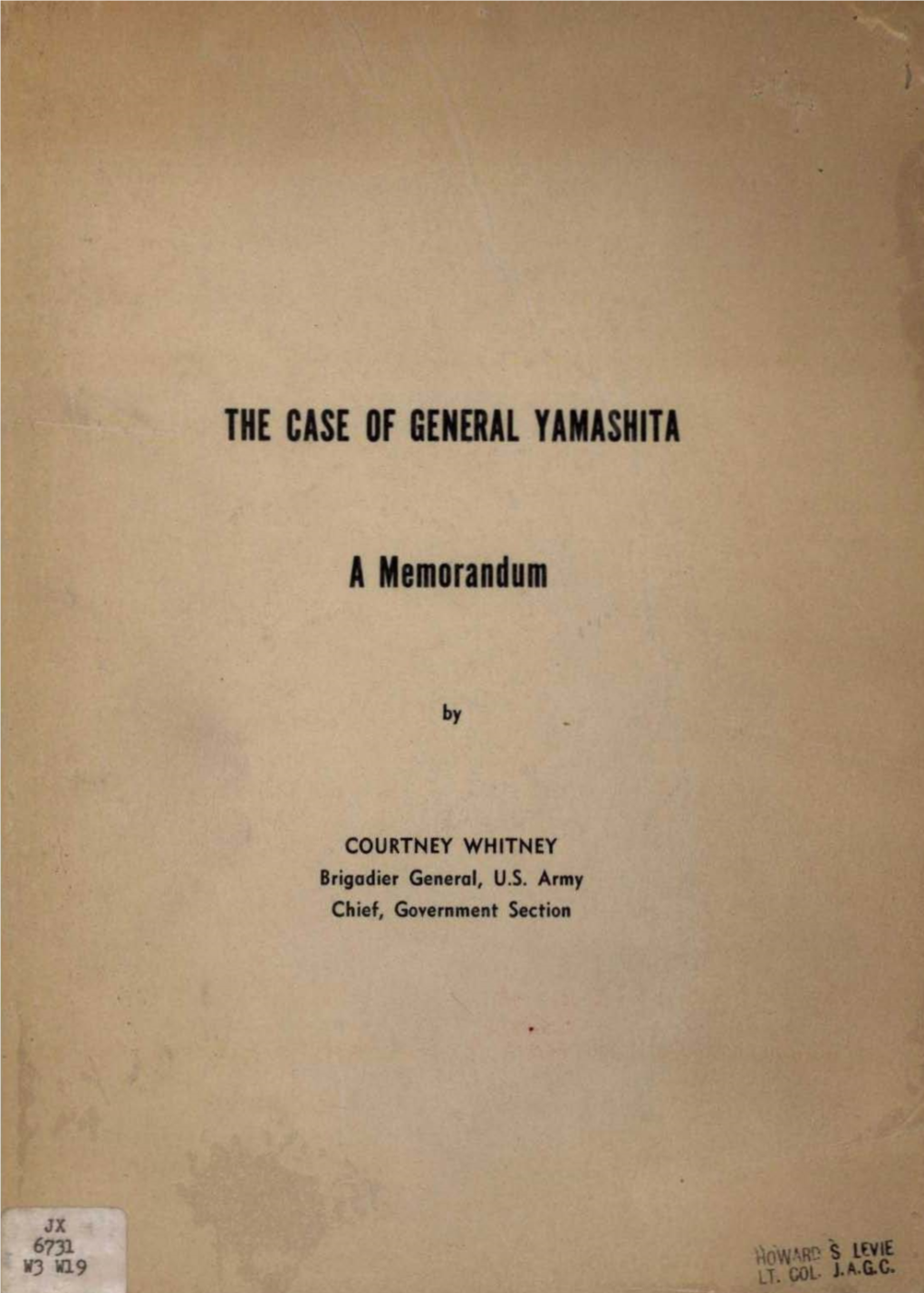 Case of General Yamashita: a Memorandum