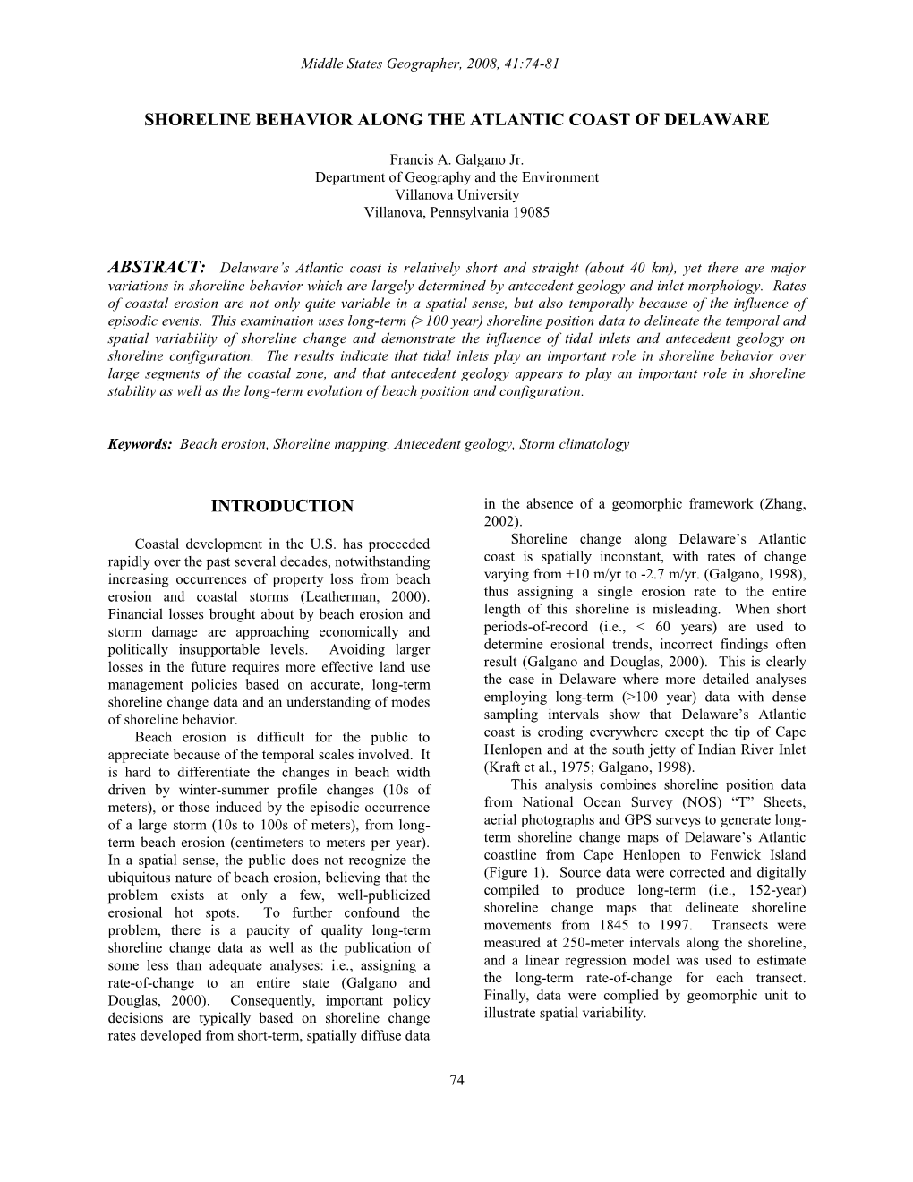 Modes of Shoreline Behavior and Long-Term Shoreline Evolution in Delaware (Kraft Et Al., 1975)