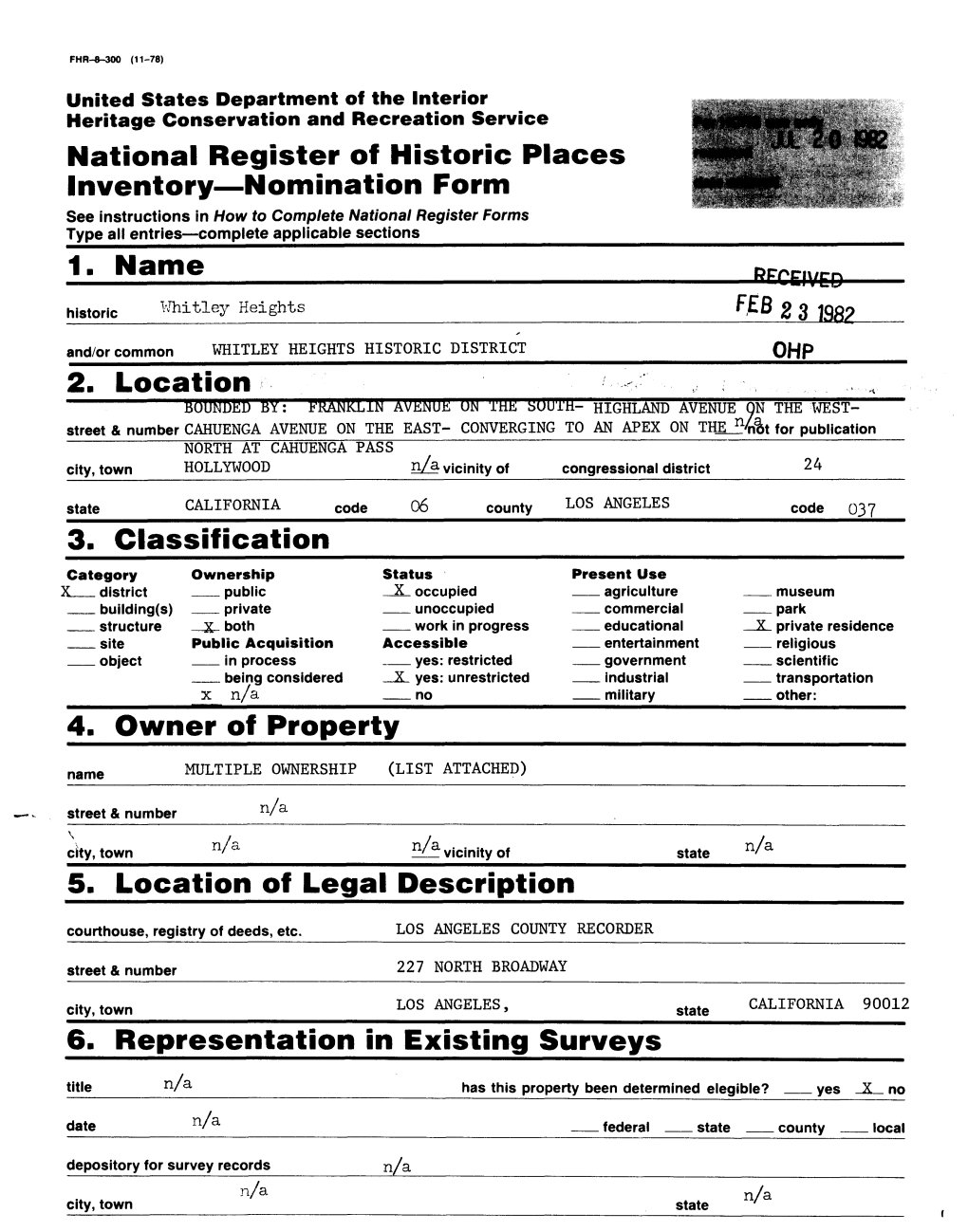 National Register of Historic Places Inventory—Nomination Form