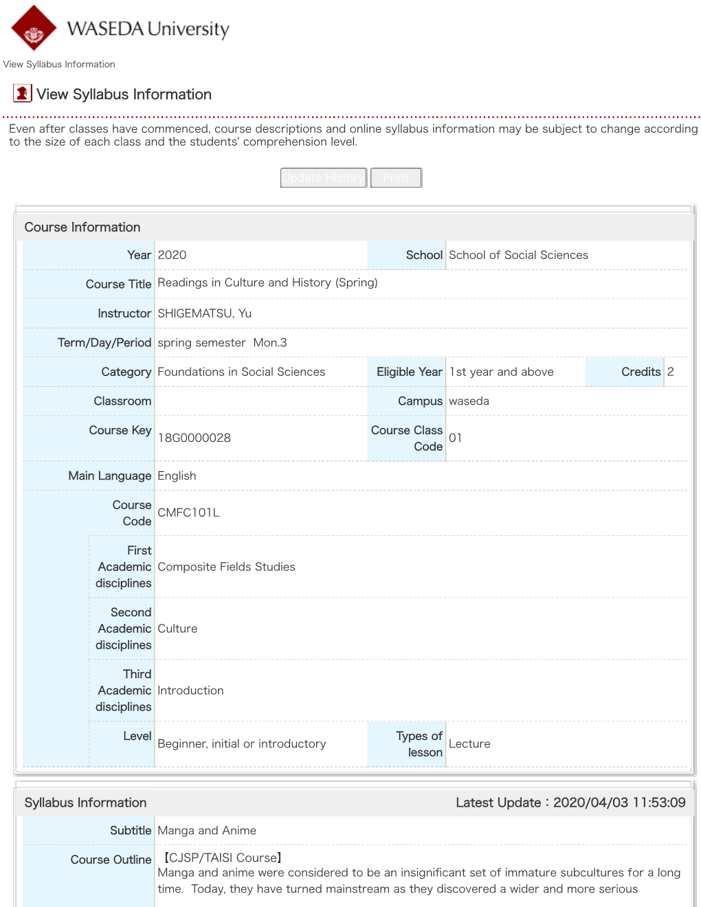 View Syllabus Information