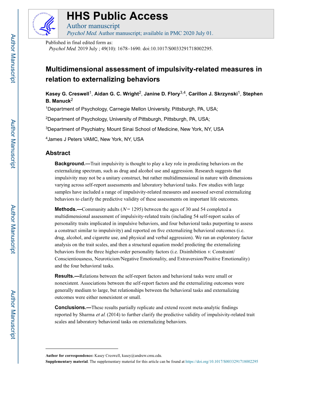 Multidimensional Assessment of Impulsivity-Related Measures in Relation to Externalizing Behaviors
