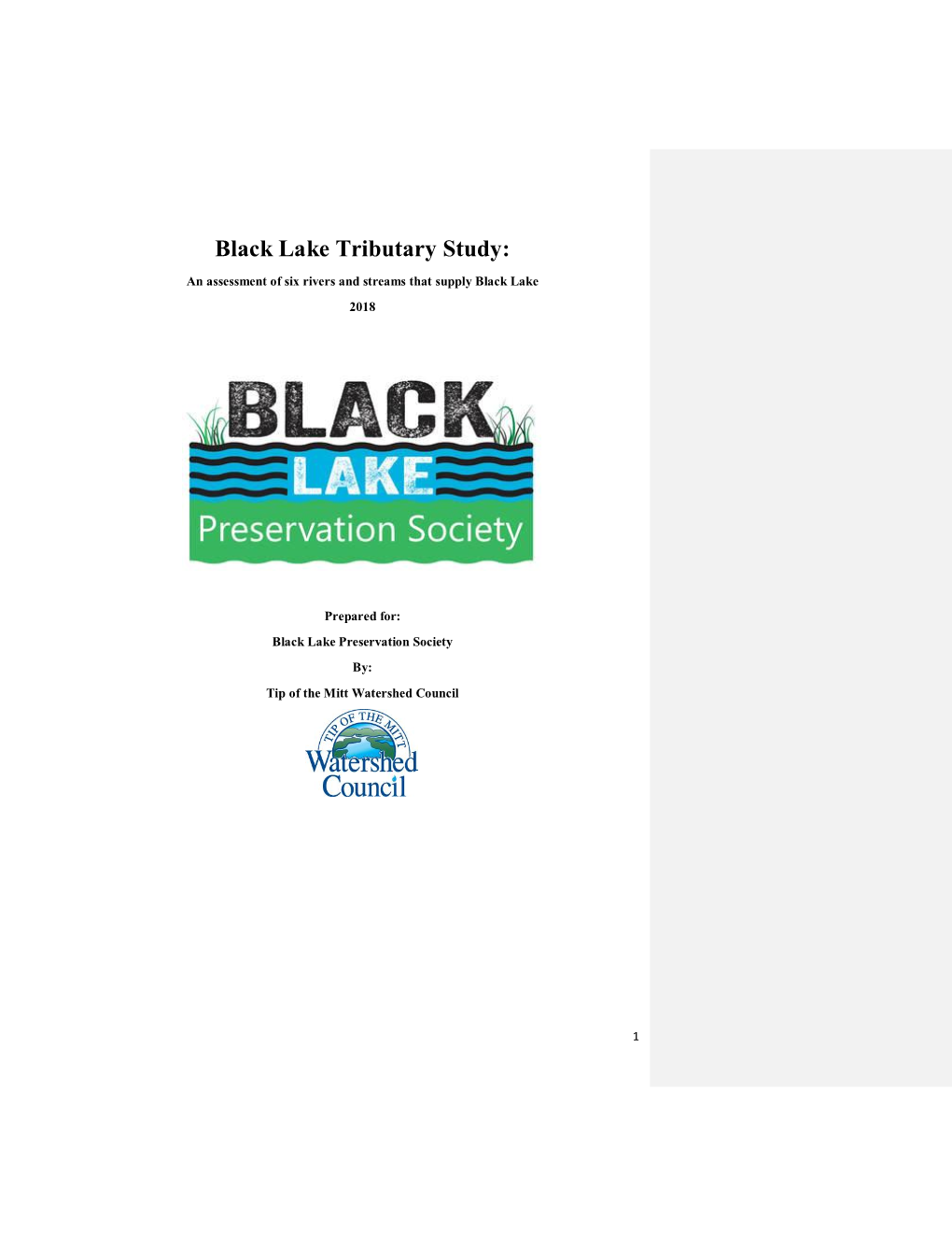 Black Lake Tributary Study