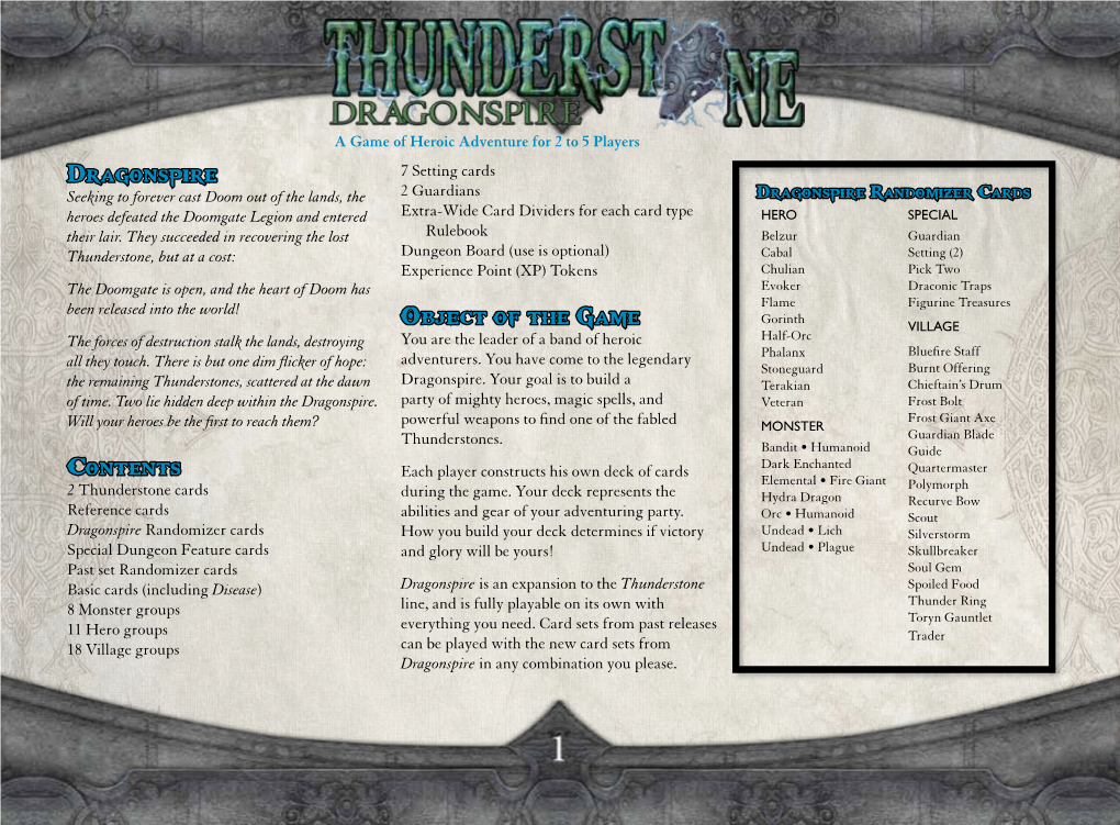 Thunderstone: Dragonspire Rulebook