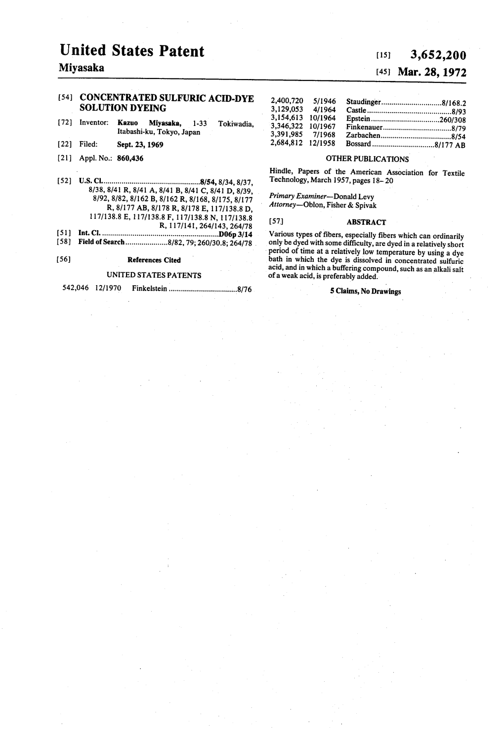 United States Patent (15) 3,652,200 Miyasaka (45) Mar