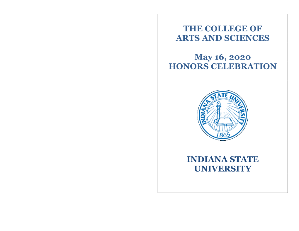 Indiana State University College of Arts and Sciences Honors Celebration