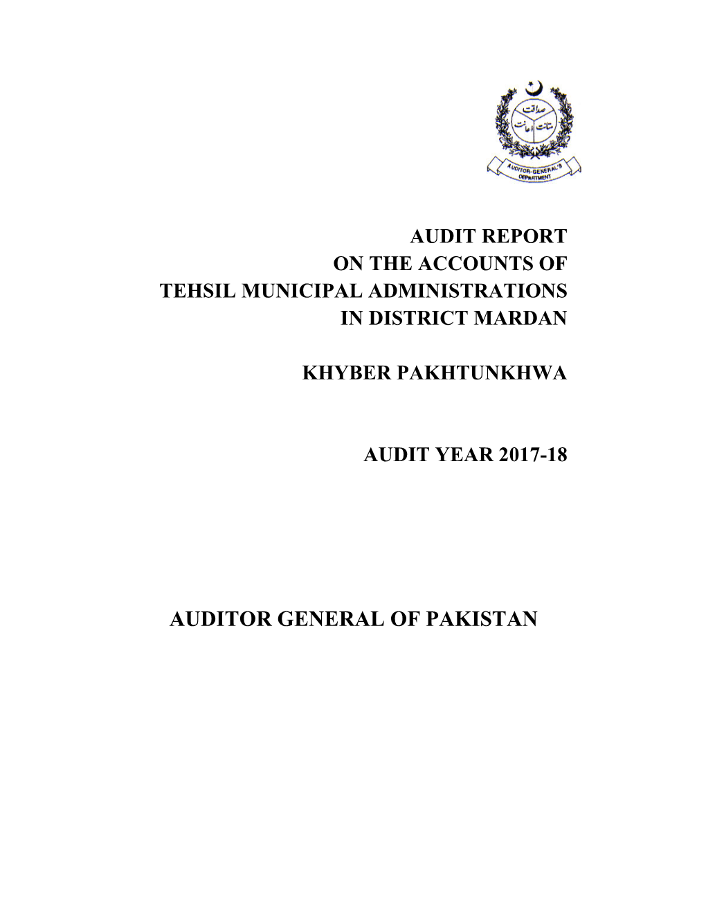 Auditor General of Pakistan Table of Contents Abbreviation and Acronyms