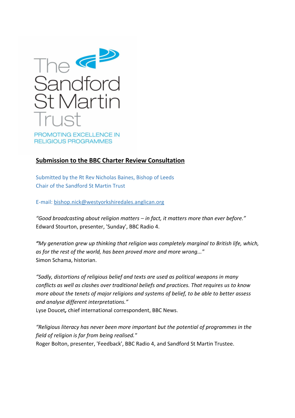 Submission to the BBC Charter Review Consultation