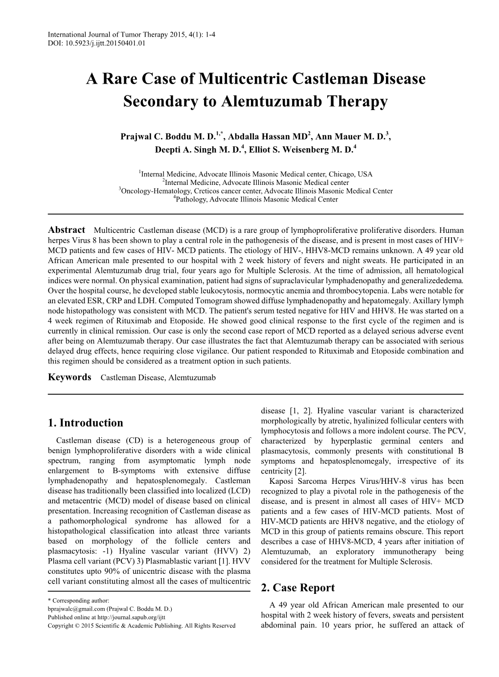 Castleman Disease, Alemtuzumab