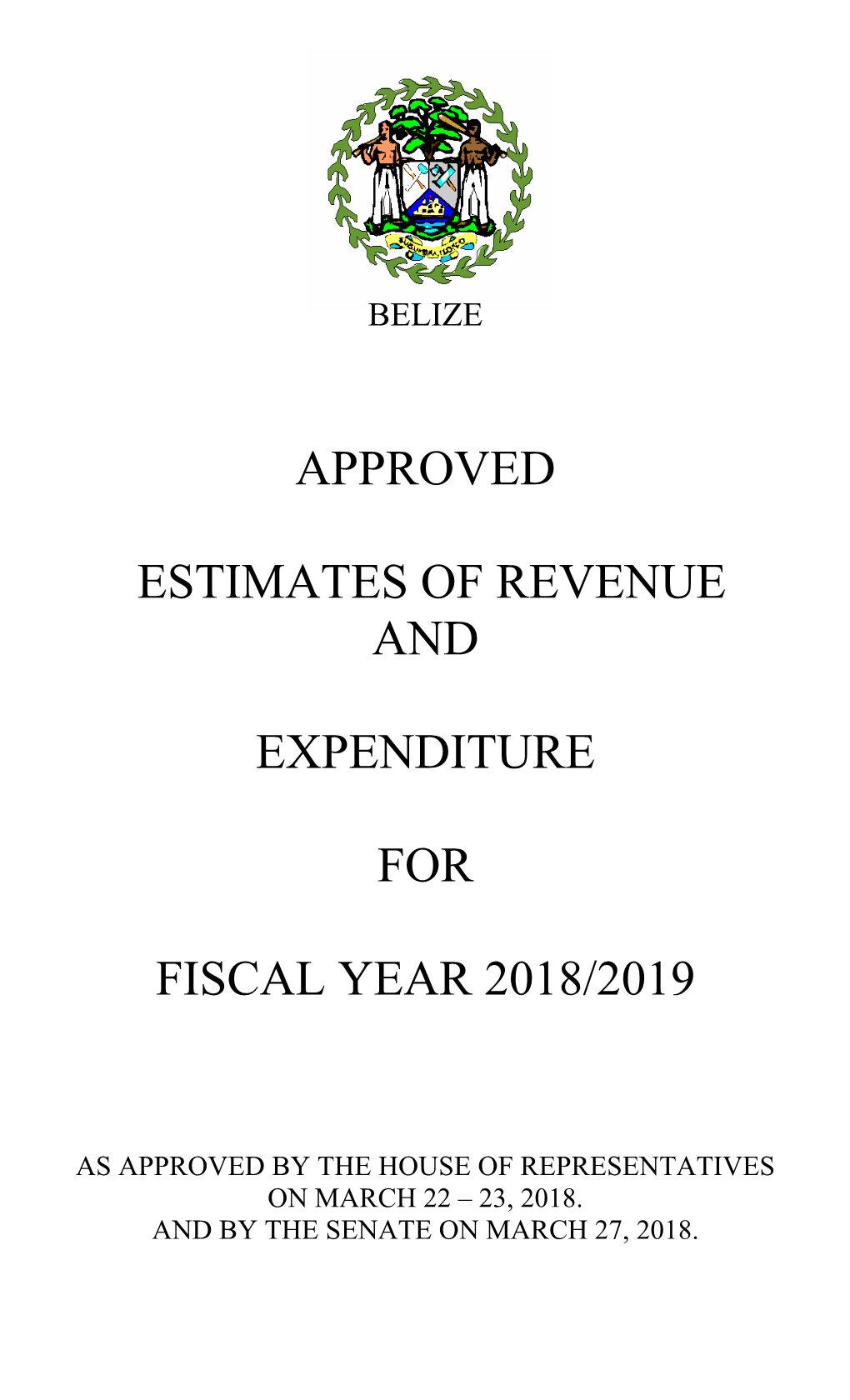 Approved Estimates of Revenue and Expenditure for Fiscal Year 2018/2019