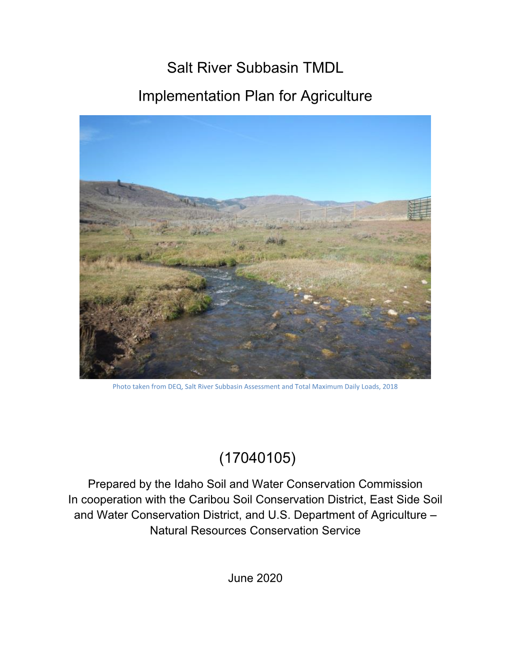 Salt River Subbasin TMDL Implementation Plan for Agriculture