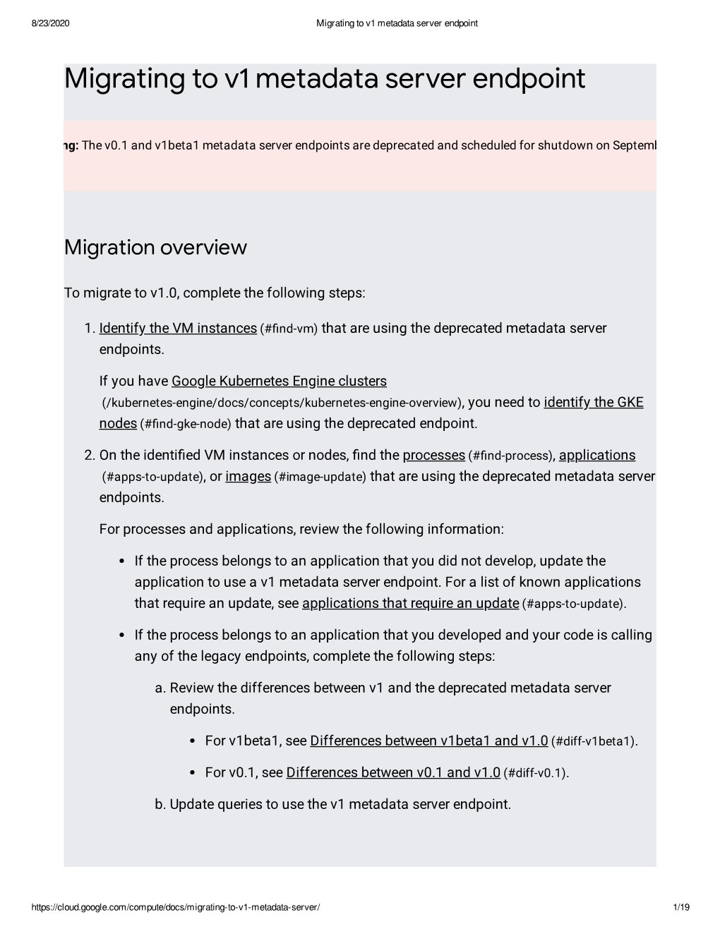 Migrating to V1 Metadata Server Endpoint