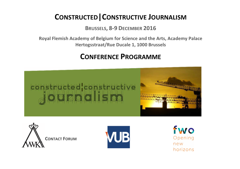 Constructive Journalism Conference Programme